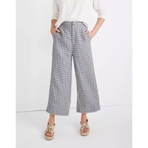Madewell Plaid Linen Huston Wide Leg Crop Pants